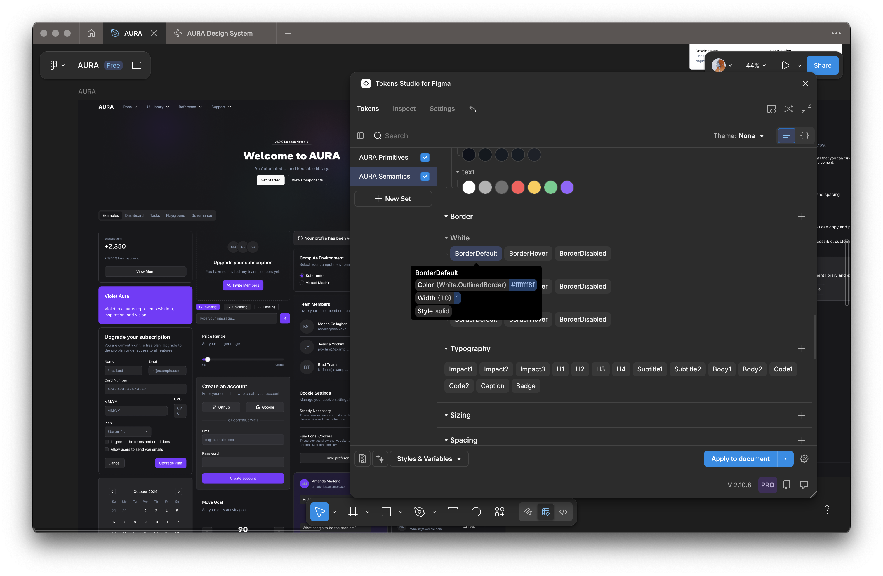 AURA's Figma integration with Tokens Studio