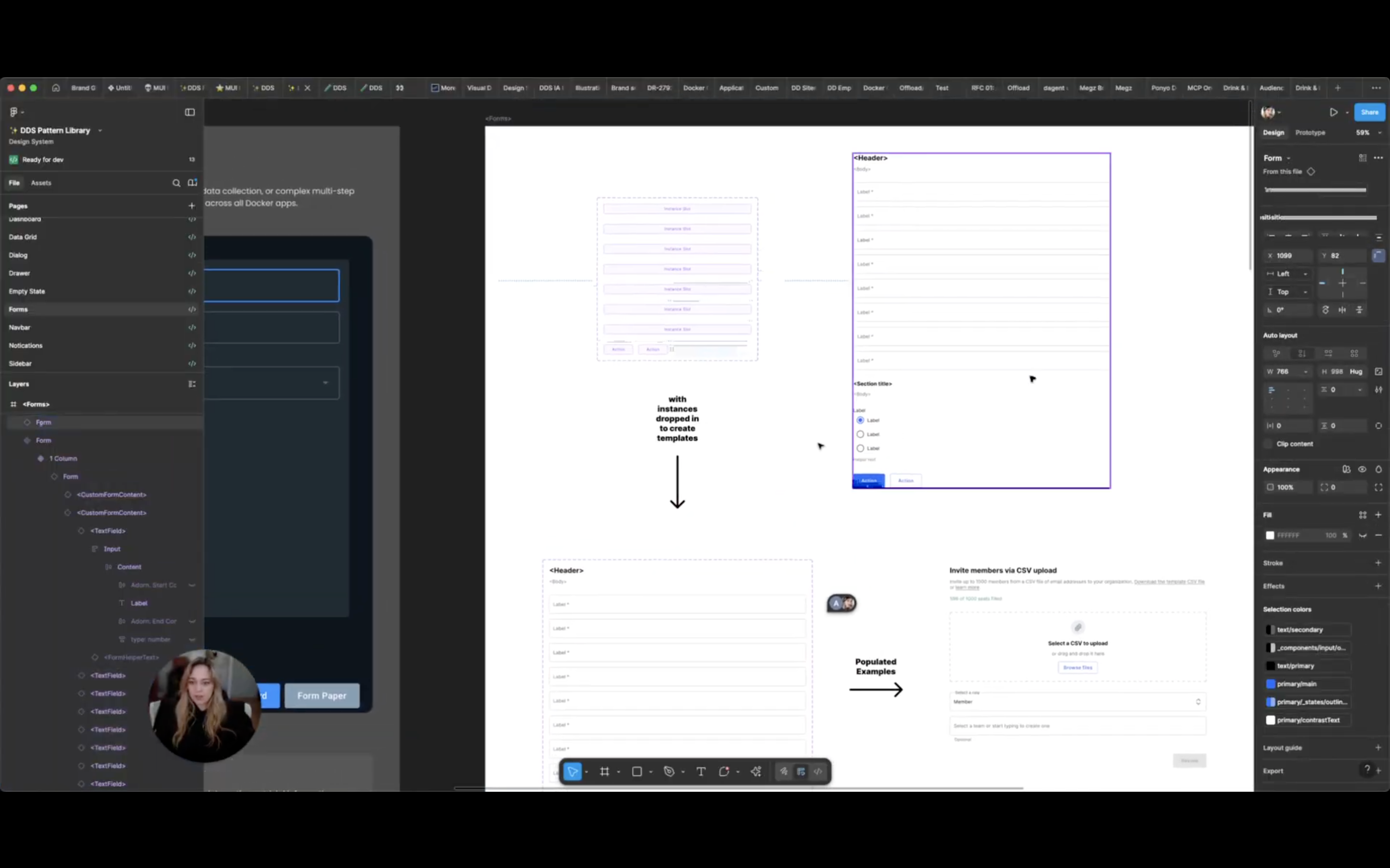 Docker design system component templates and forms