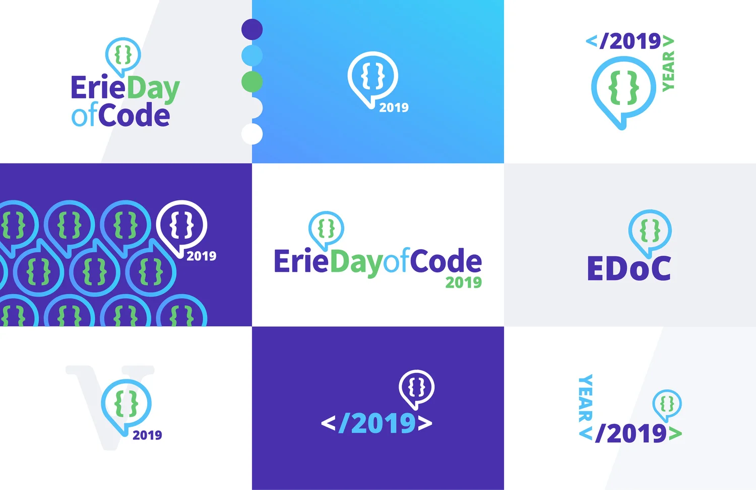 Erie Day of Code branding evolution over the years