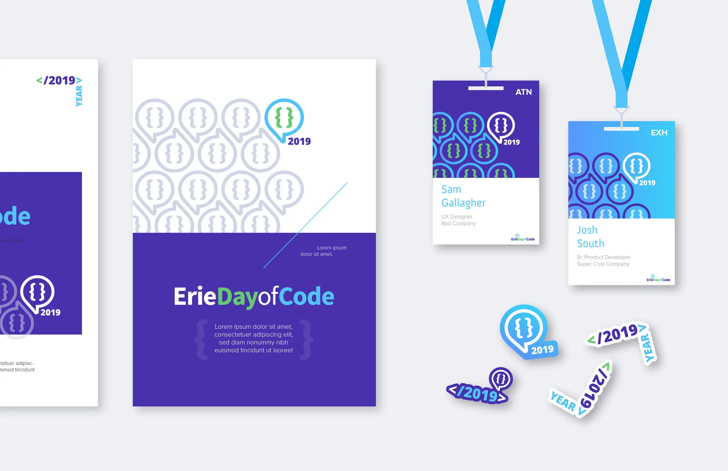 Erie Day of Code brand across multiple touchpoints