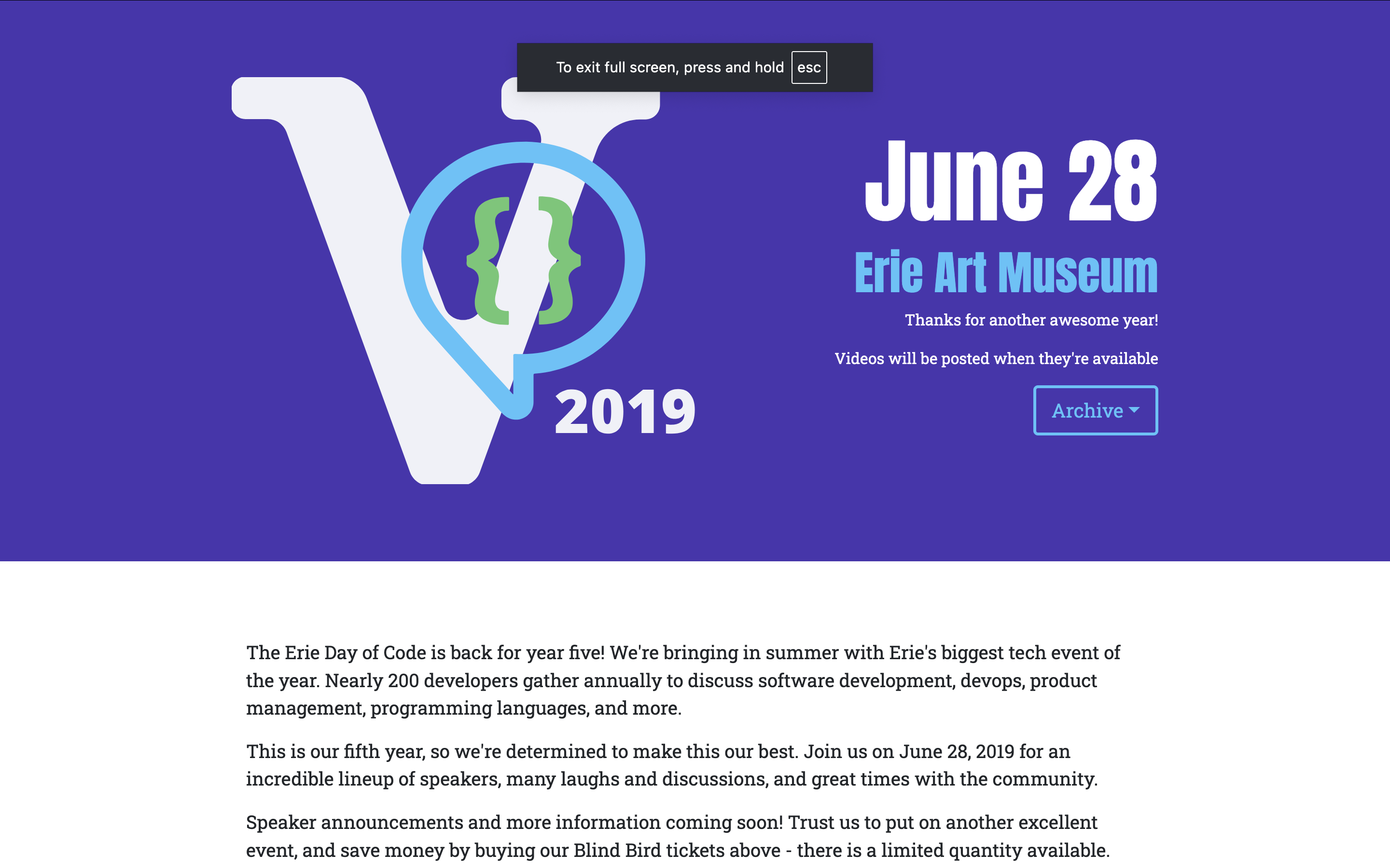 Erie Day of Code design system with code-inspired elements