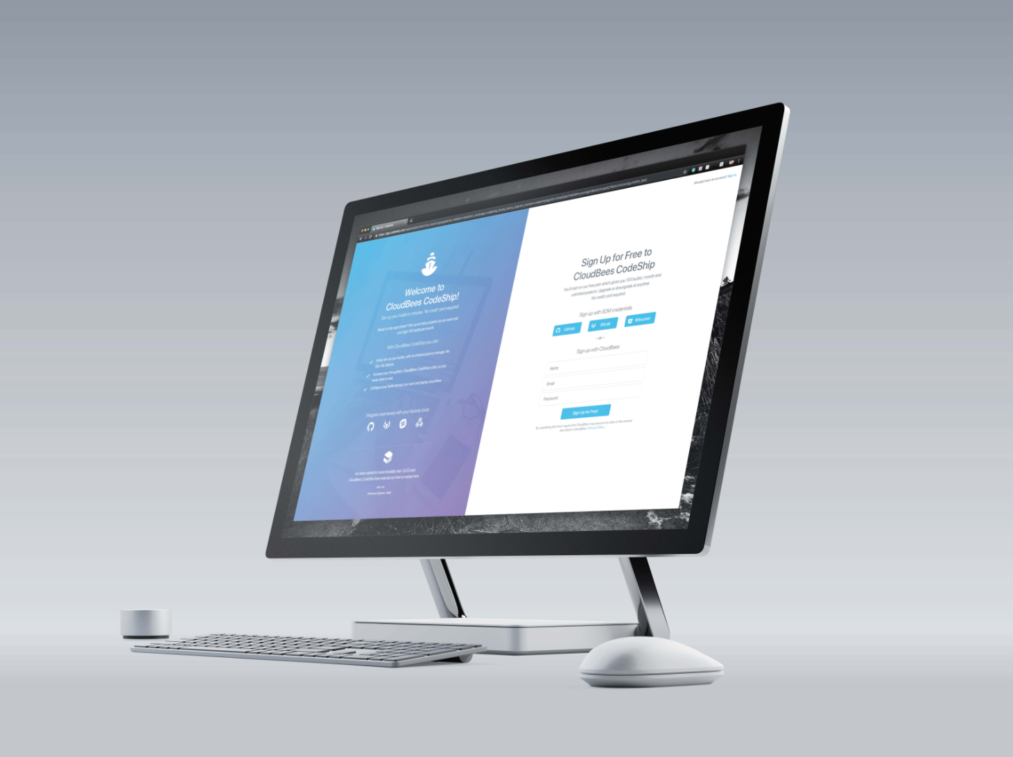 CloudBees CodeShip welcome screen mockup