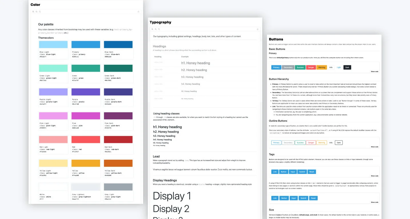 Components designed and laid out in the CloudBees design system, HoneyUI