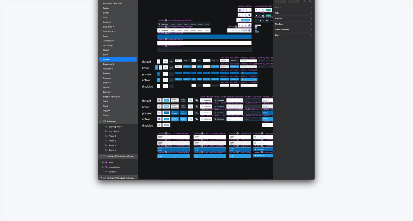 CloudBees navigation design system specifications
