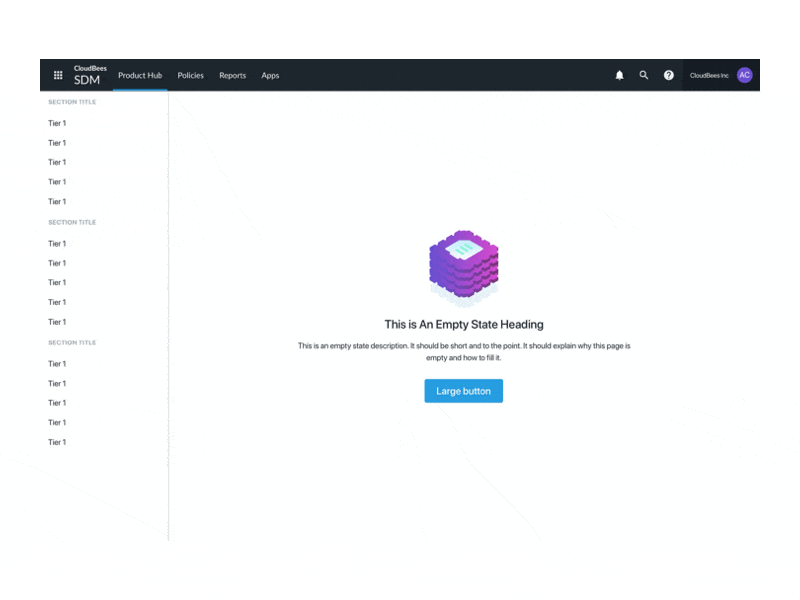 CloudBees navigation empty state interaction