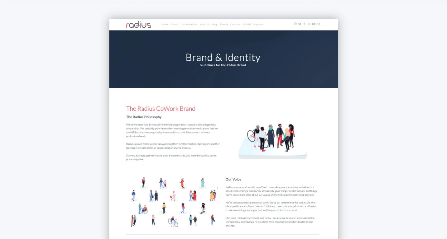 Radius CoWork interior design reflecting brand identity