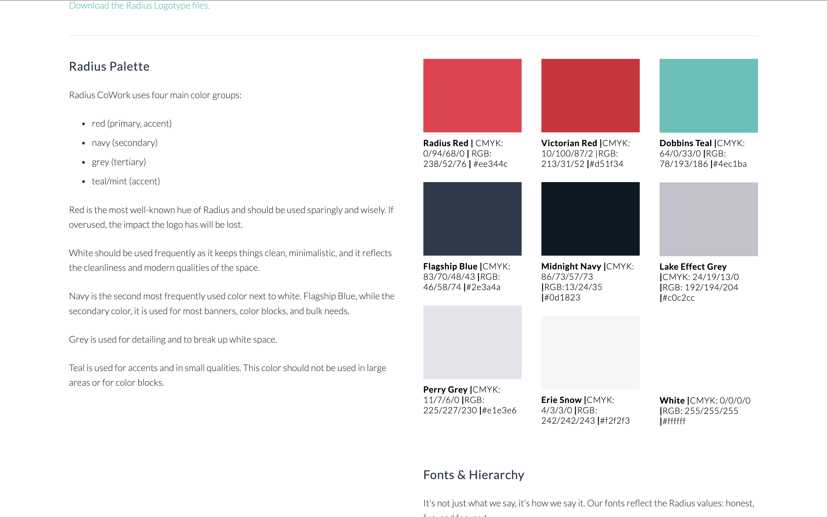 Radius CoWork print collateral and branded materials